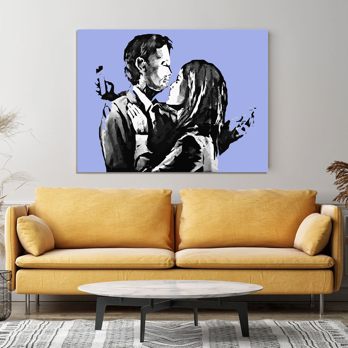 Banksy Mobile Lovers Blue Canvas Print or Poster - Canvas Art Rocks - 4