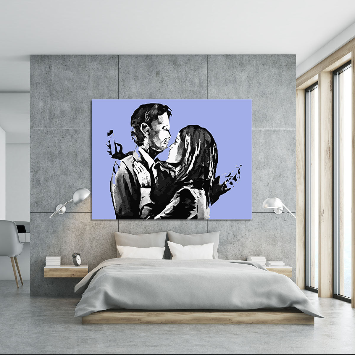 Banksy Mobile Lovers Blue Canvas Print or Poster - Canvas Art Rocks - 5