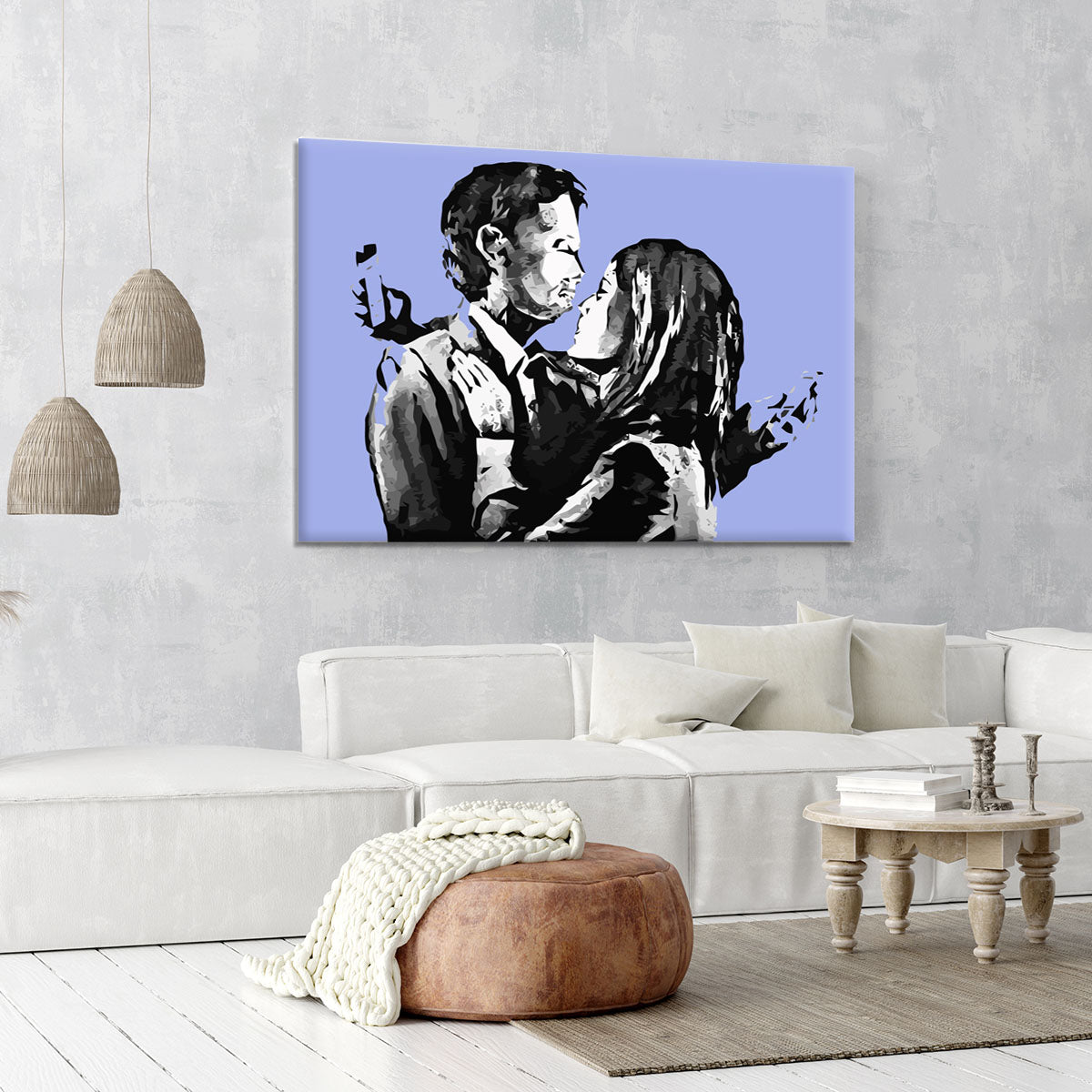 Banksy Mobile Lovers Blue Canvas Print or Poster - Canvas Art Rocks - 6