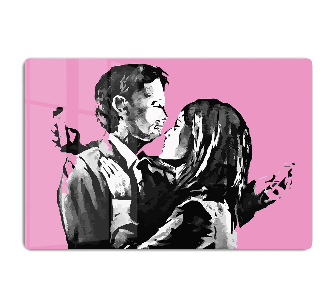 Banksy Mobile Lovers Pink Acrylic Block - Canvas Art Rocks - 1