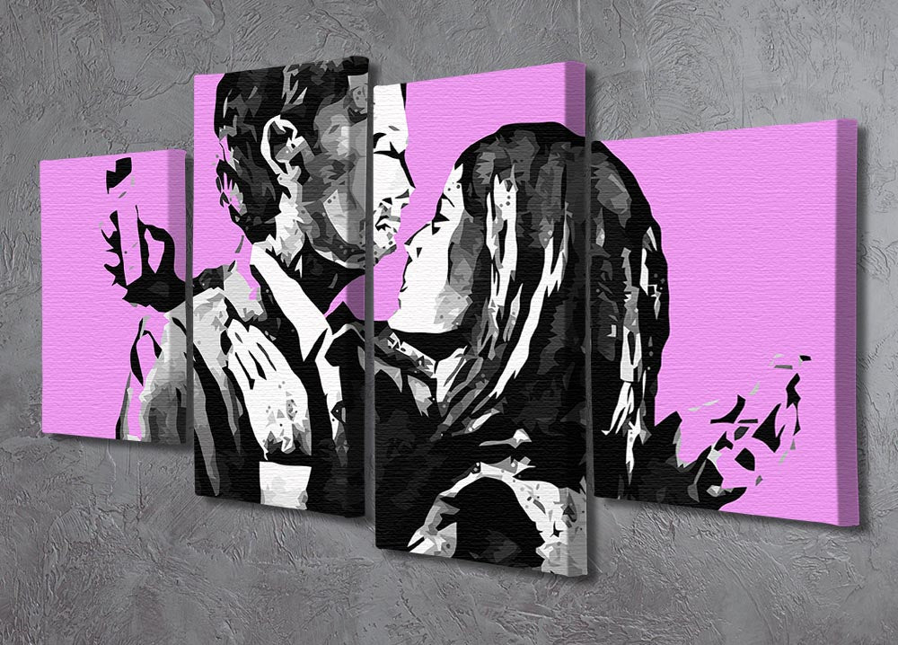 Banksy Mobile Lovers Purple 4 Split Panel Canvas - Canvas Art Rocks - 2