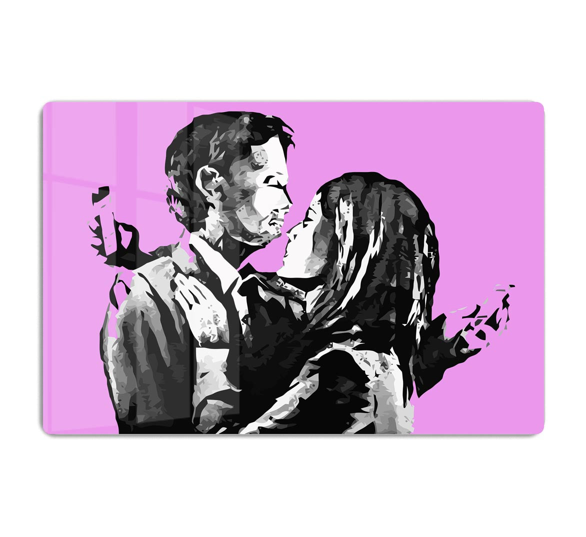 Banksy Mobile Lovers Purple Acrylic Block - Canvas Art Rocks - 1