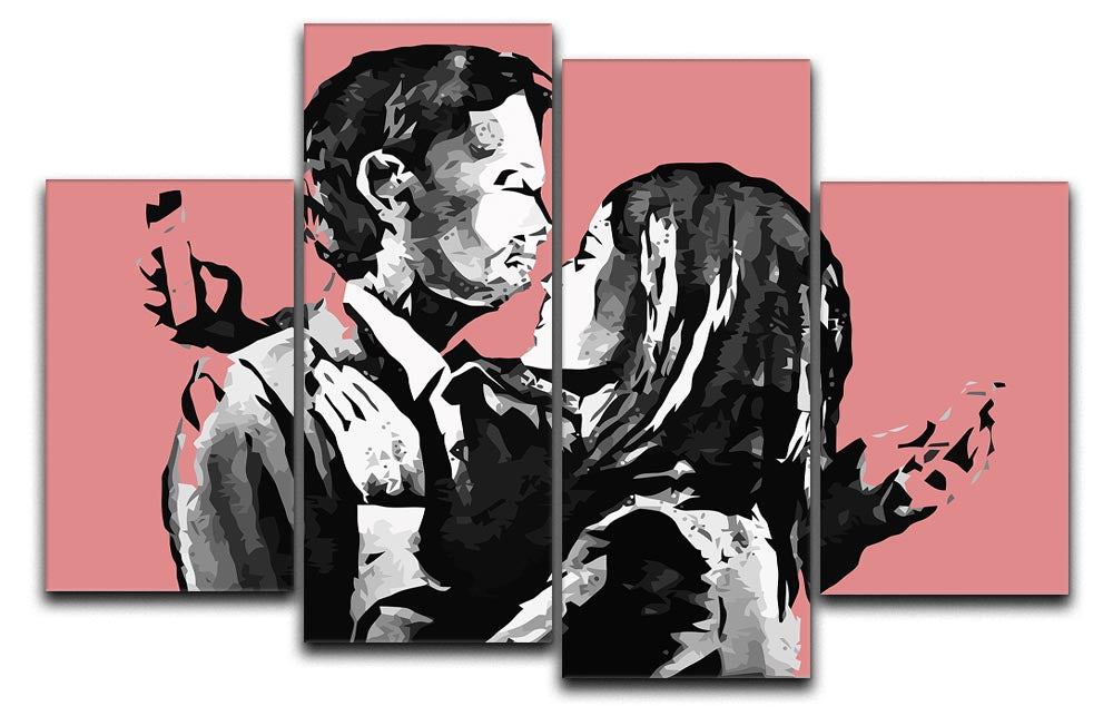 Banksy Mobile Lovers Red 4 Split Panel Canvas - Canvas Art Rocks - 1