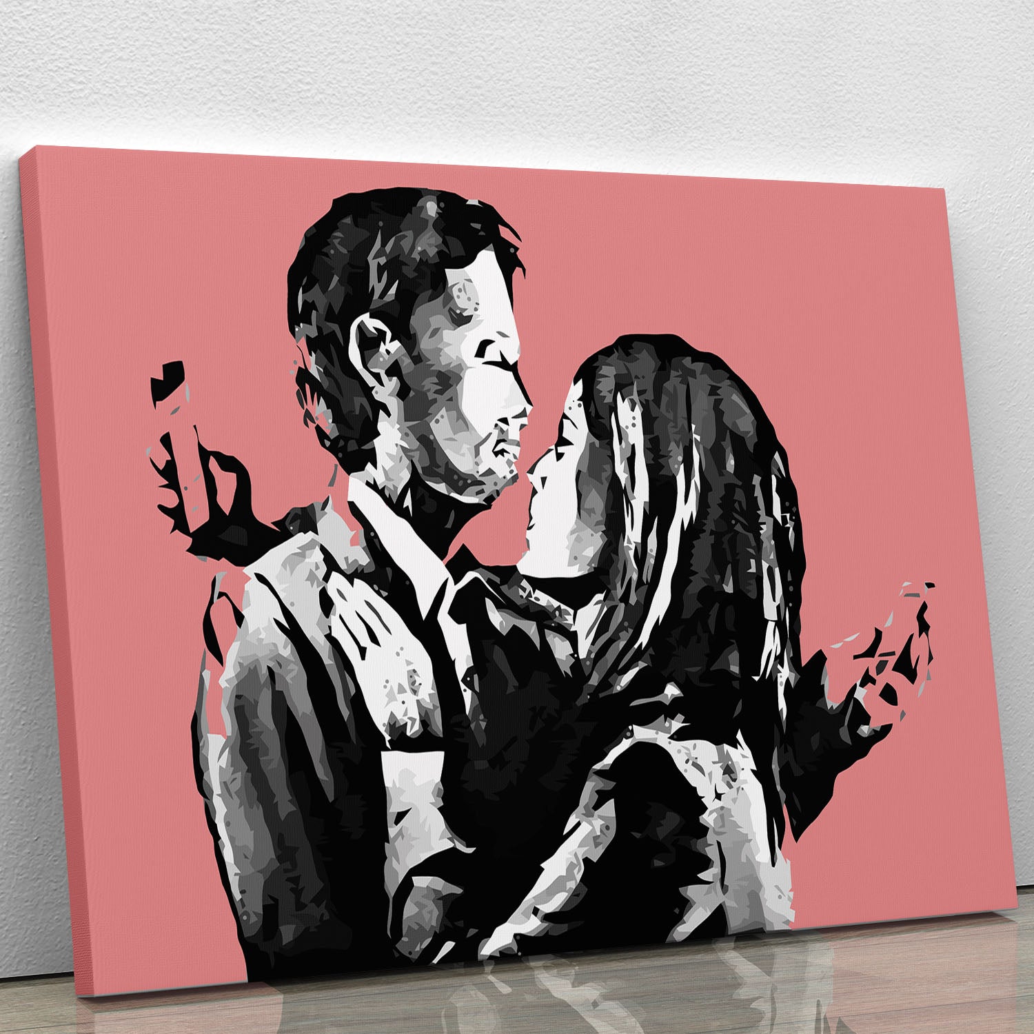 Banksy Mobile Lovers Red Canvas Print or Poster - Canvas Art Rocks - 1
