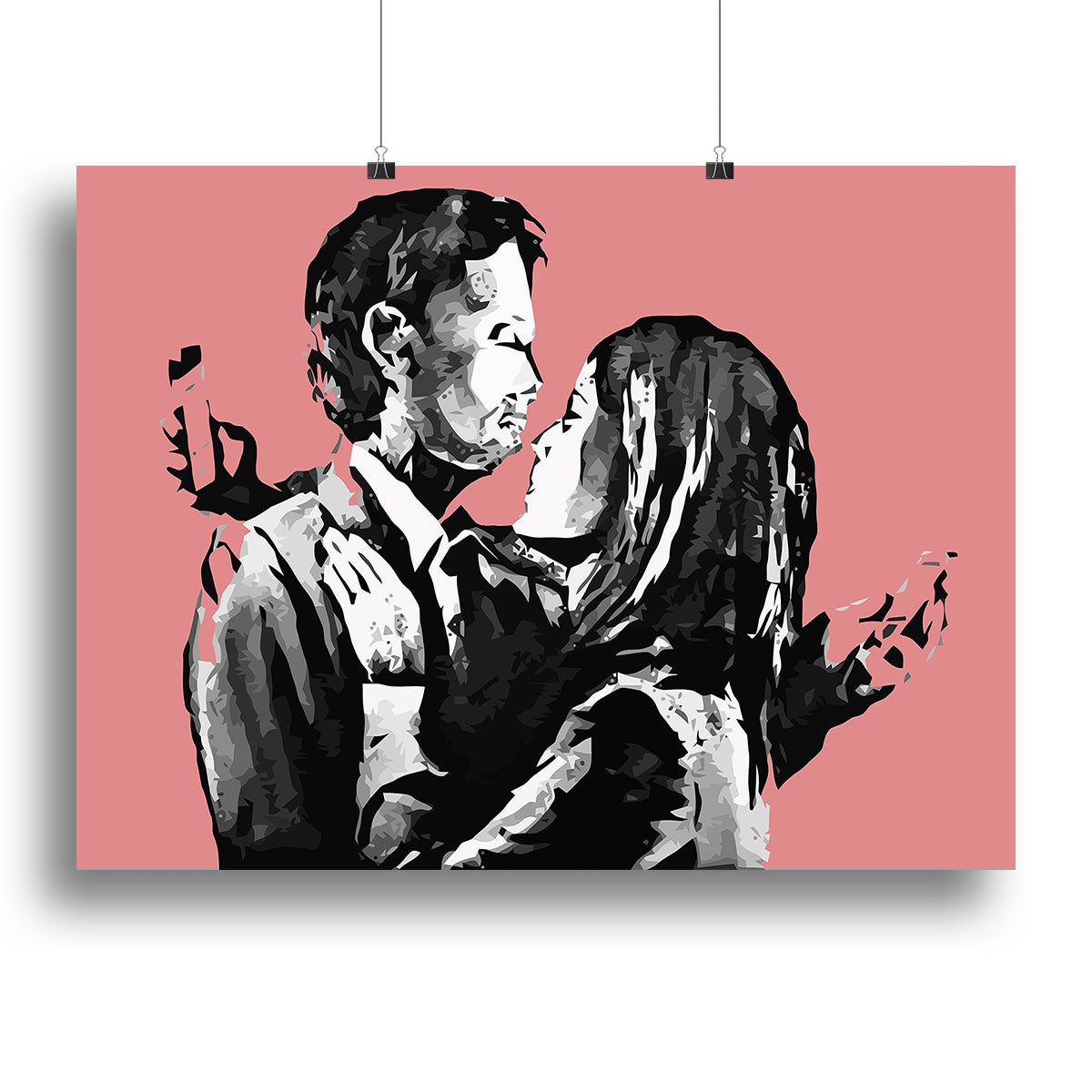 Banksy Mobile Lovers Red Canvas Print or Poster - Canvas Art Rocks - 2