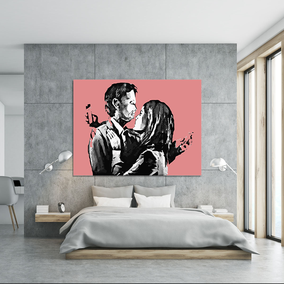Banksy Mobile Lovers Red Canvas Print or Poster - Canvas Art Rocks - 5