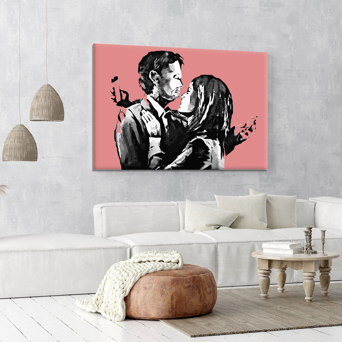 Banksy Mobile Lovers Red Canvas Print or Poster - Canvas Art Rocks - 6