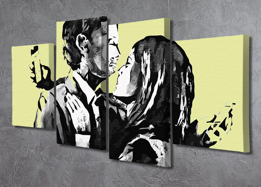 Banksy Mobile Lovers Yellow 4 Split Panel Canvas - Canvas Art Rocks - 2