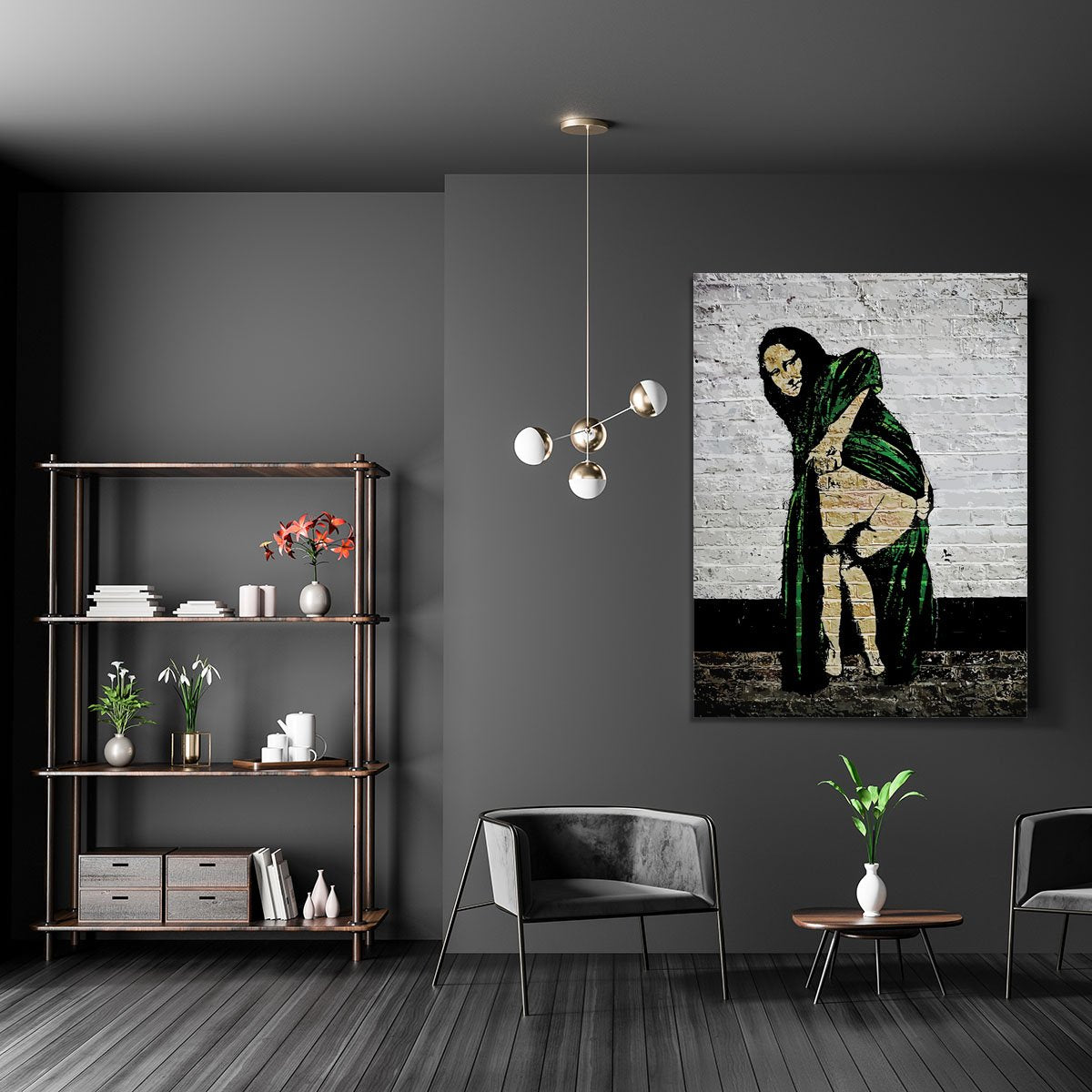 Banksy Mona Lisa Showing Her Backside Canvas Print or Poster