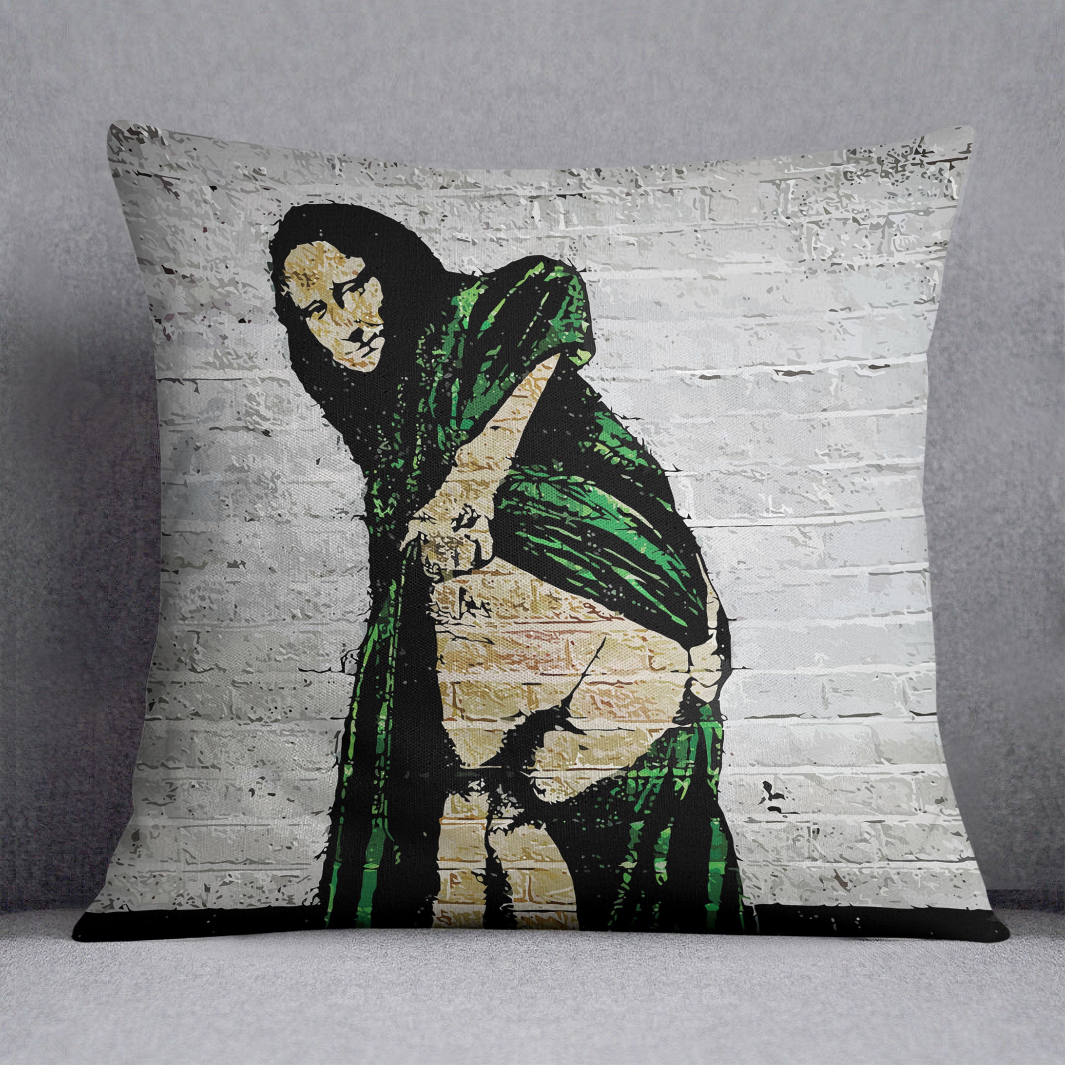Banksy Mona Lisa Showing Her Backside Cushion - Canvas Art Rocks - 1