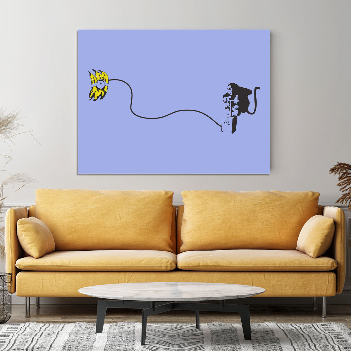 Banksy Monkey Banana Bomb Blue Canvas Print or Poster - Canvas Art Rocks - 4