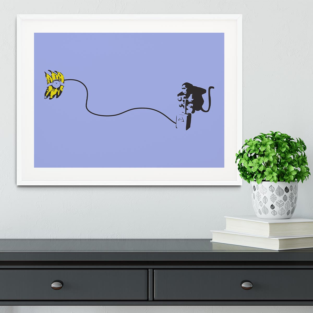Banksy Monkey Banana Bomb Blue Framed Print - Canvas Art Rocks - 5