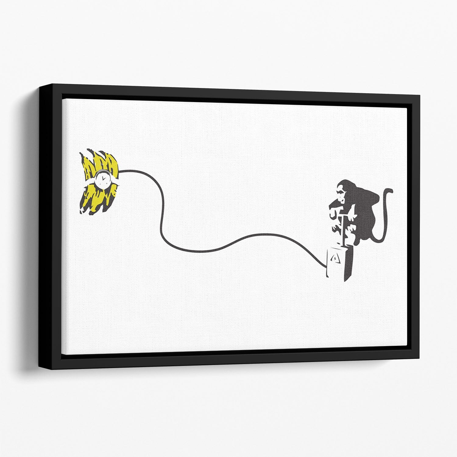 Banksy Monkey Banana Bomb Floating Framed Canvas