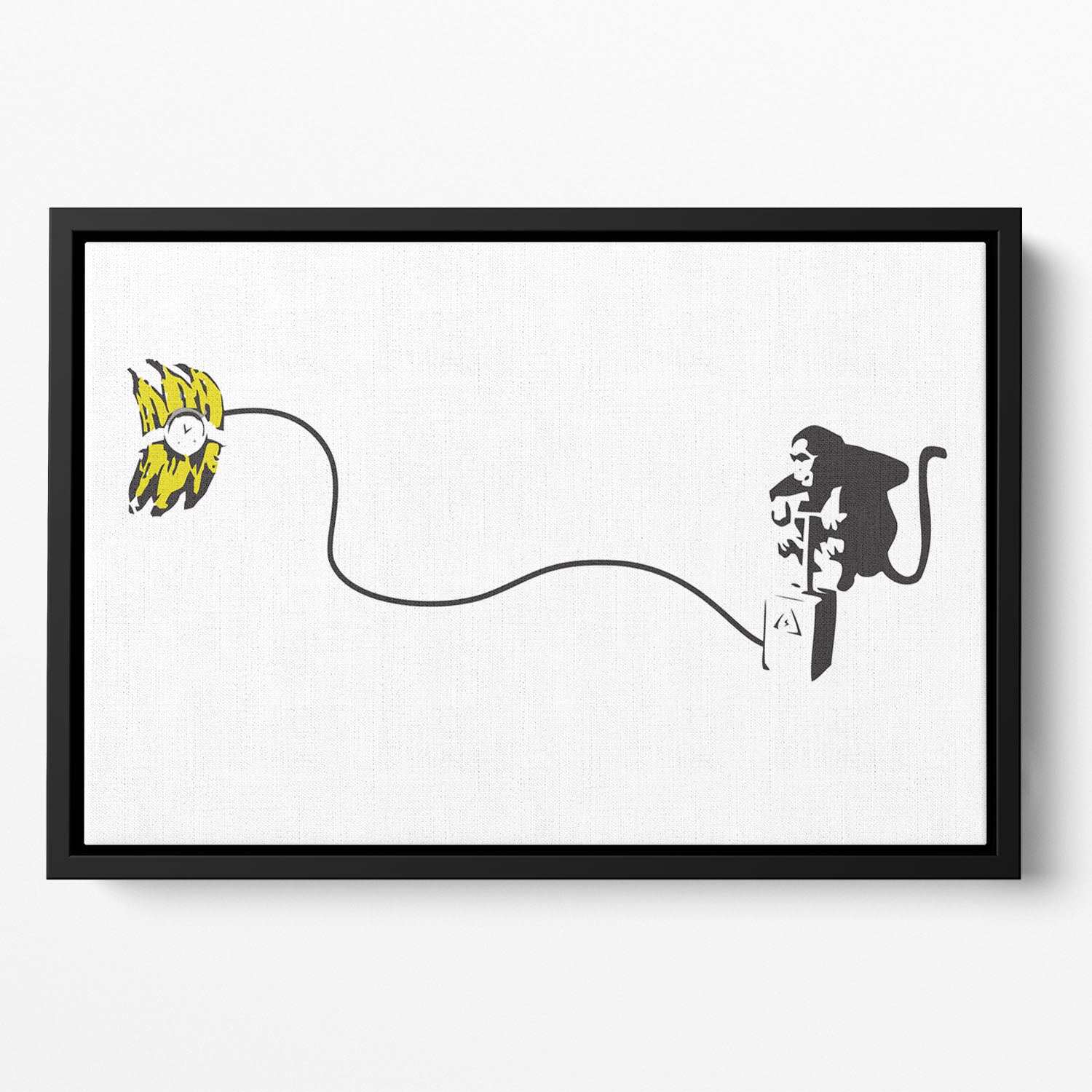 Banksy Monkey Banana Bomb Floating Framed Canvas