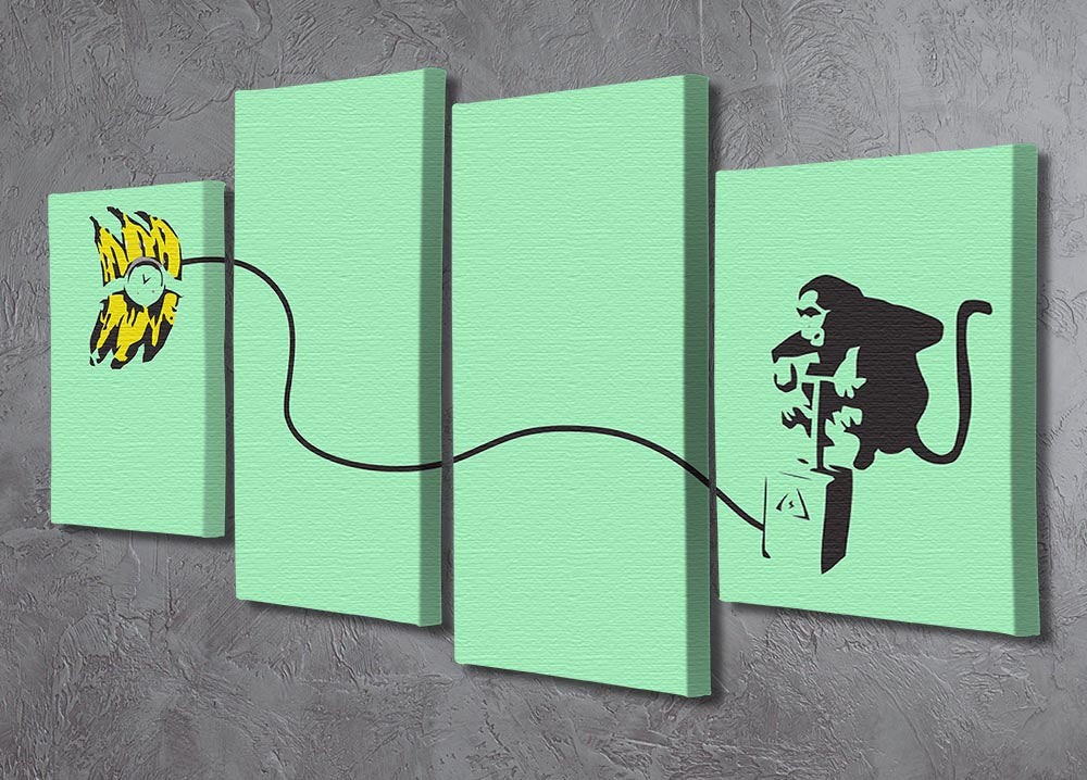 Banksy Monkey Banana Bomb Green 4 Split Panel Canvas - Canvas Art Rocks - 2