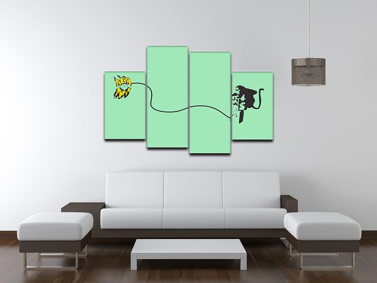 Banksy Monkey Banana Bomb Green 4 Split Panel Canvas - Canvas Art Rocks - 3