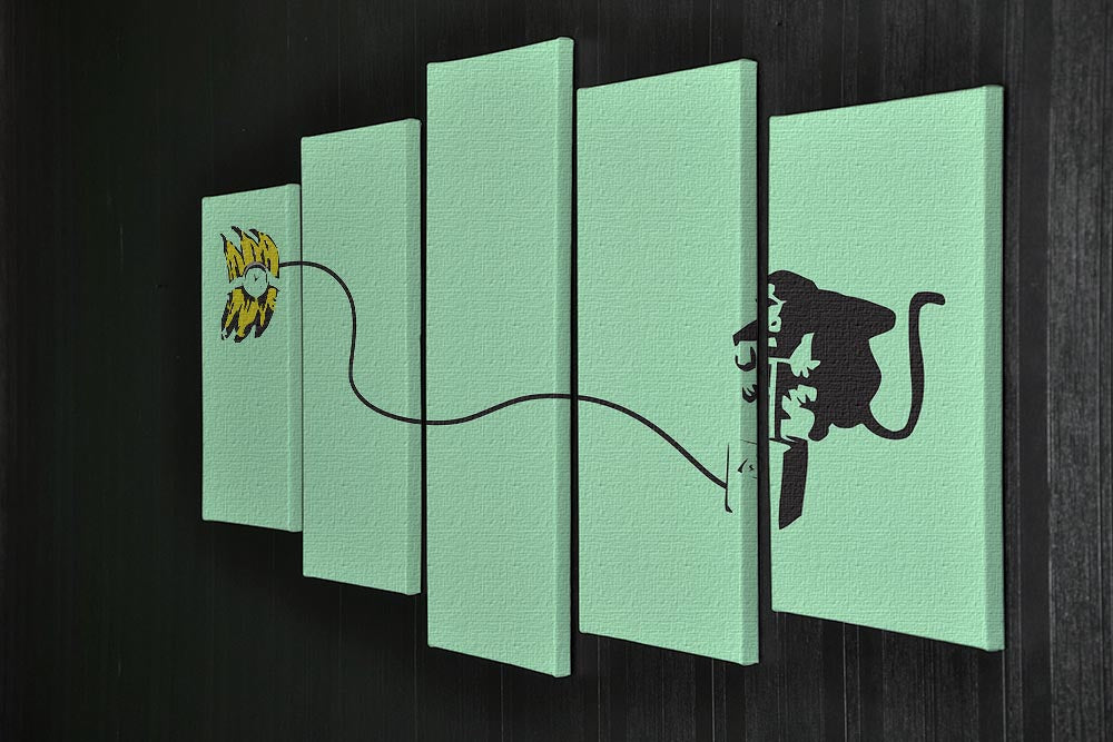 Banksy Monkey Banana Bomb Green 5 Split Panel Canvas - Canvas Art Rocks - 2