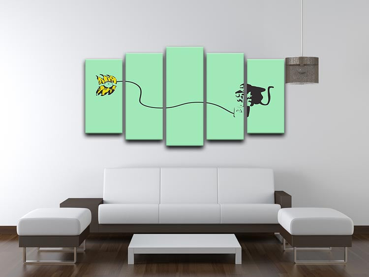 Banksy Monkey Banana Bomb Green 5 Split Panel Canvas - Canvas Art Rocks - 3