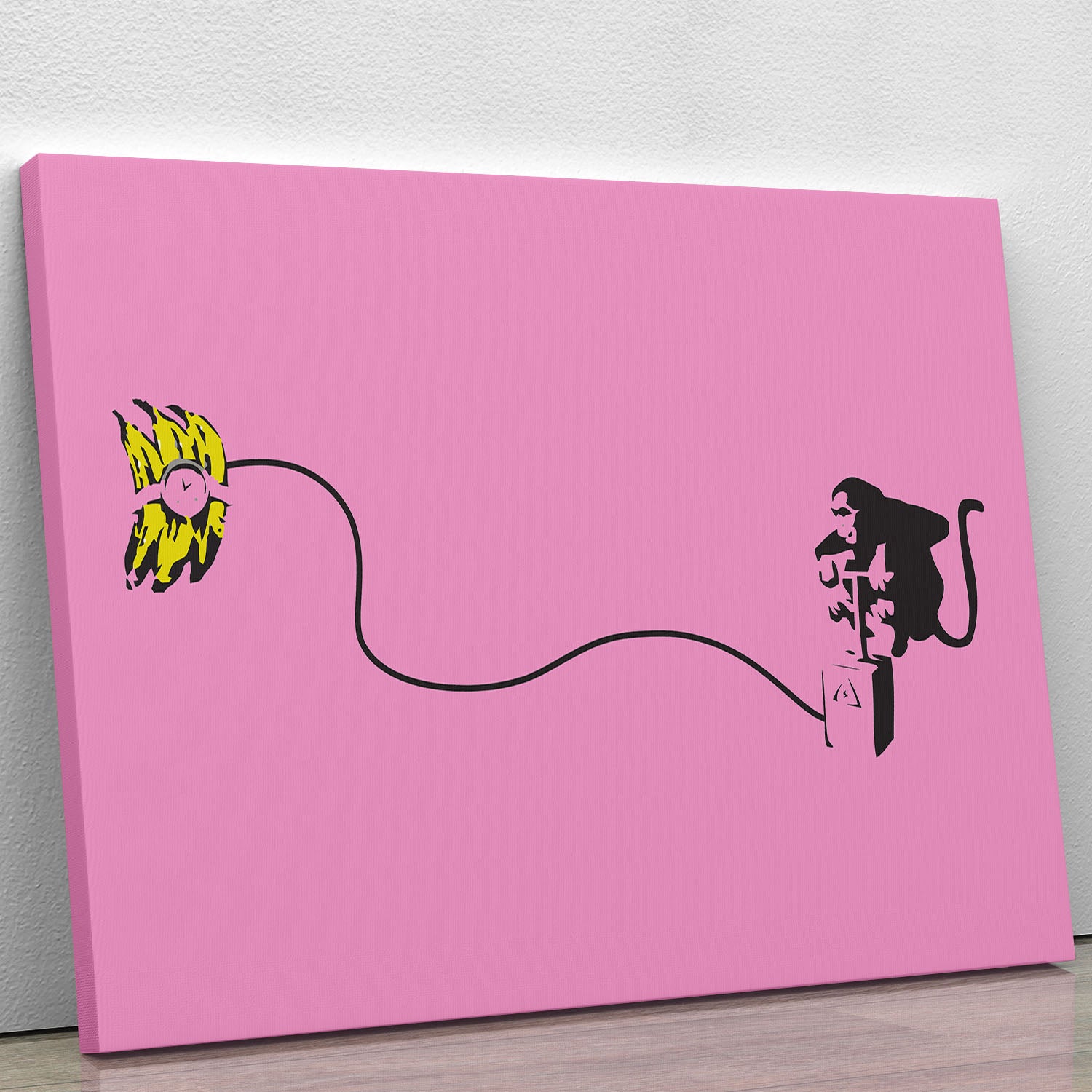 Banksy Monkey Banana Bomb Pink Canvas Print or Poster - Canvas Art Rocks - 1