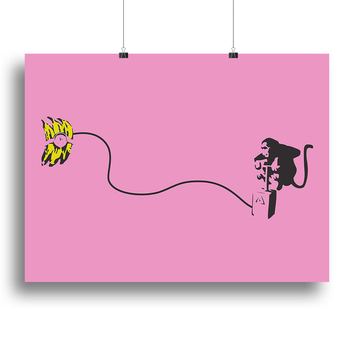 Banksy Monkey Banana Bomb Pink Canvas Print or Poster - Canvas Art Rocks - 2