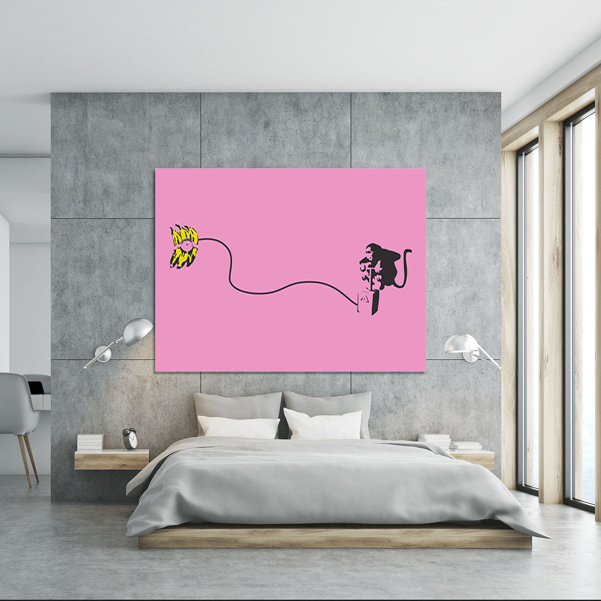 Banksy Monkey Banana Bomb Pink Canvas Print or Poster - Canvas Art Rocks - 5