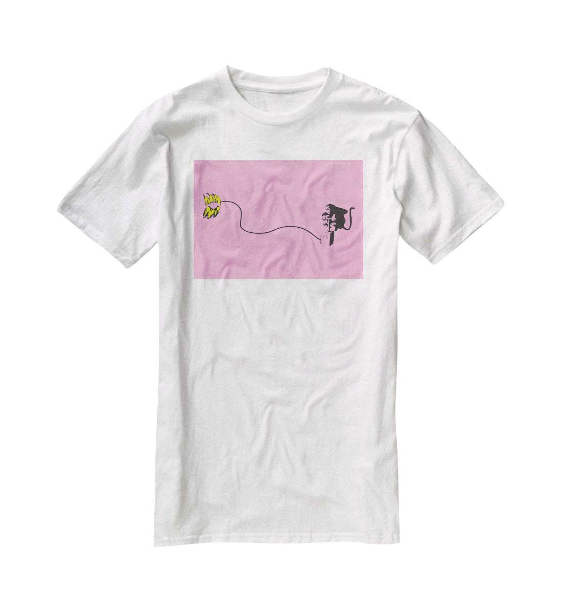 Banksy Monkey Banana Bomb Pink T-Shirt - Canvas Art Rocks - 5