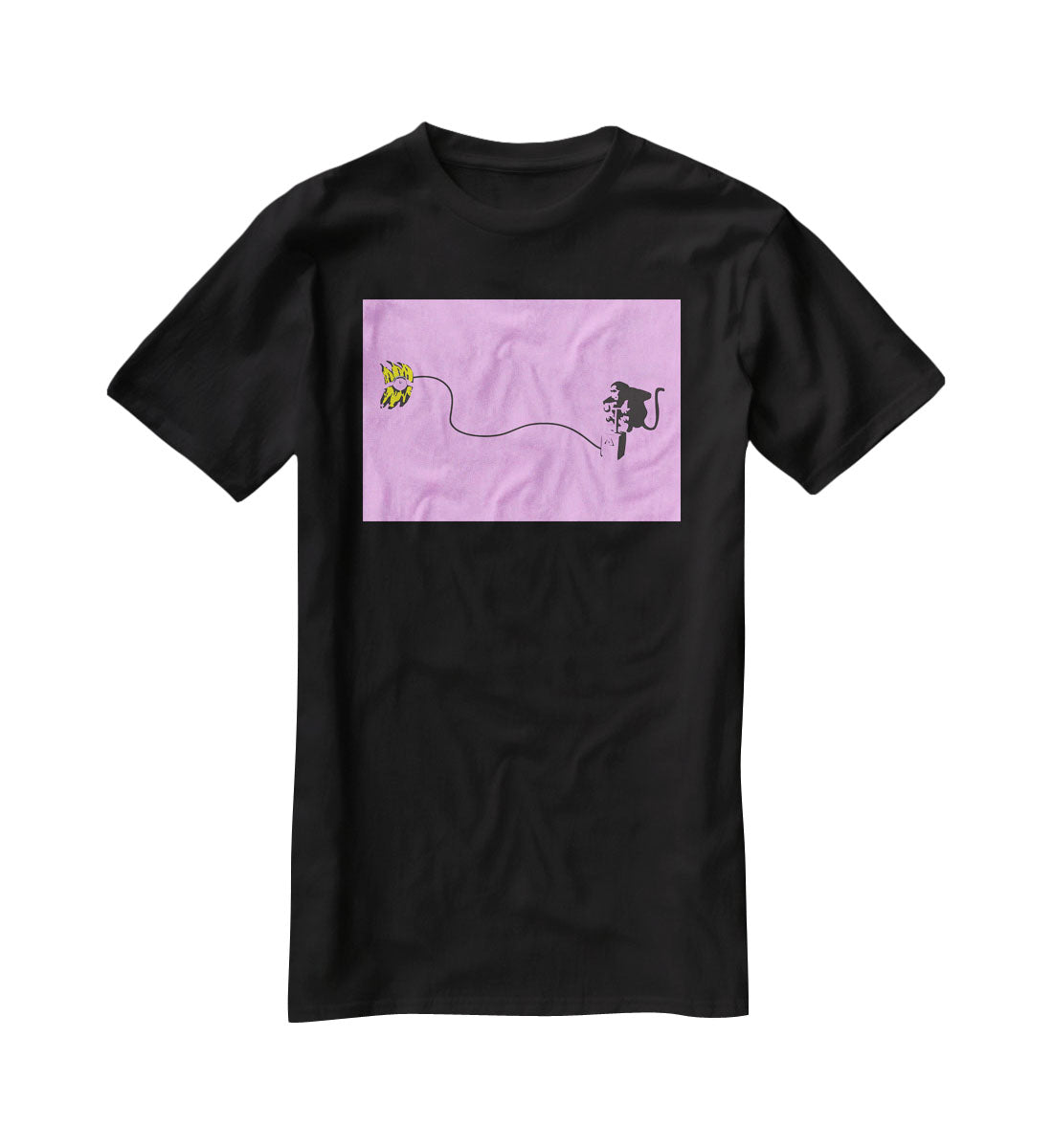 Banksy Monkey Banana Bomb Purple T-Shirt - Canvas Art Rocks - 1