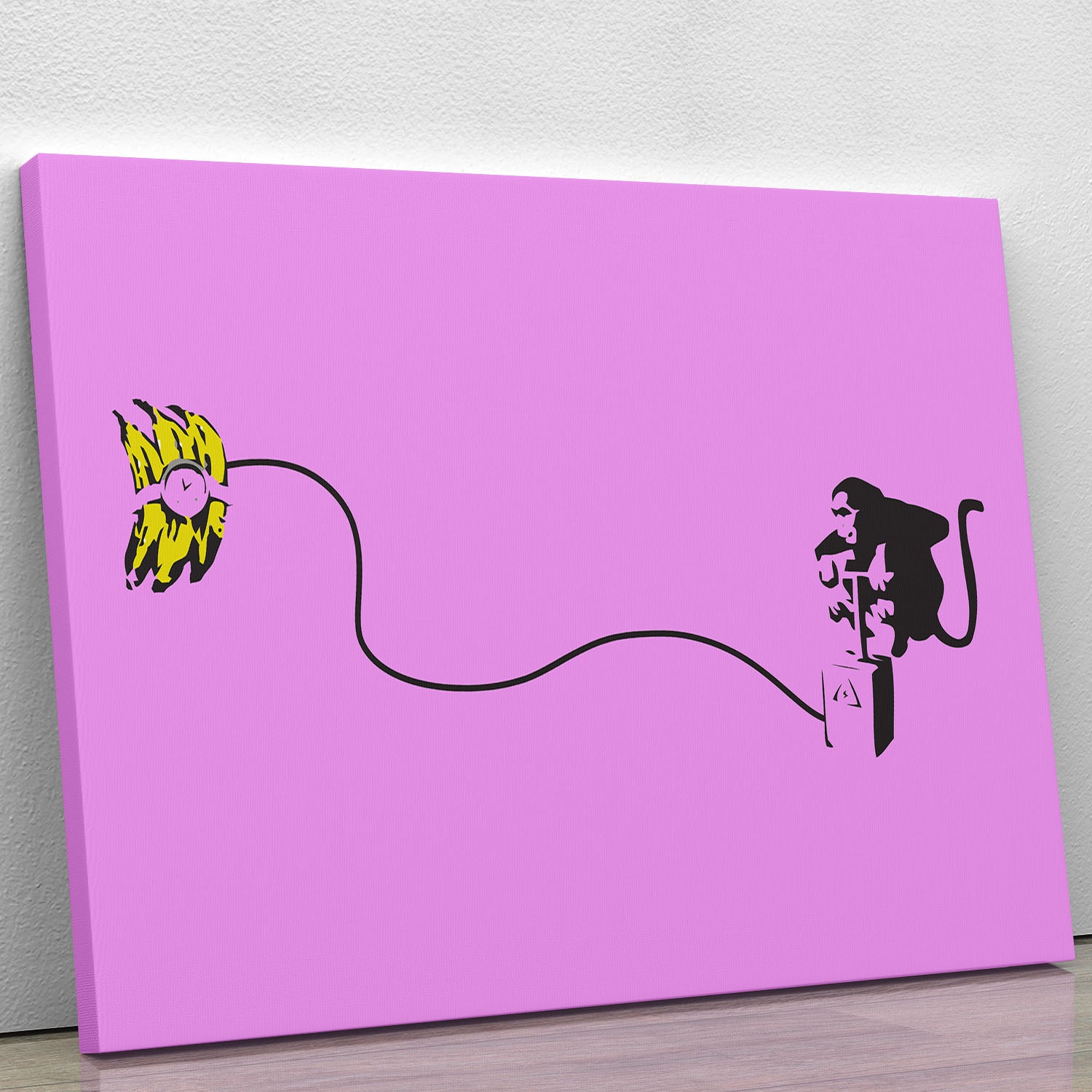 Banksy Monkey Banana Bomb Purple Canvas Print or Poster - Canvas Art Rocks - 1