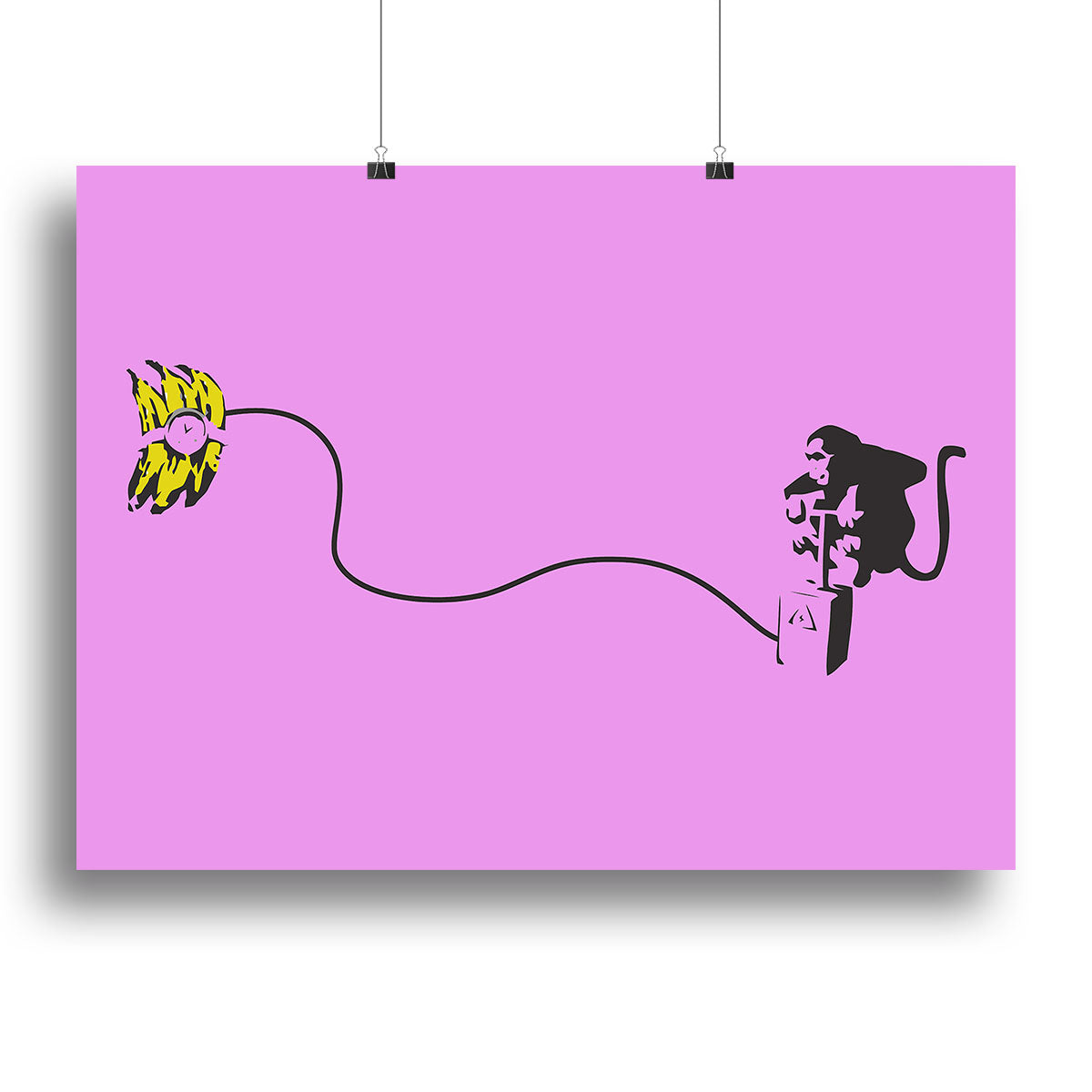 Banksy Monkey Banana Bomb Purple Canvas Print or Poster - Canvas Art Rocks - 2