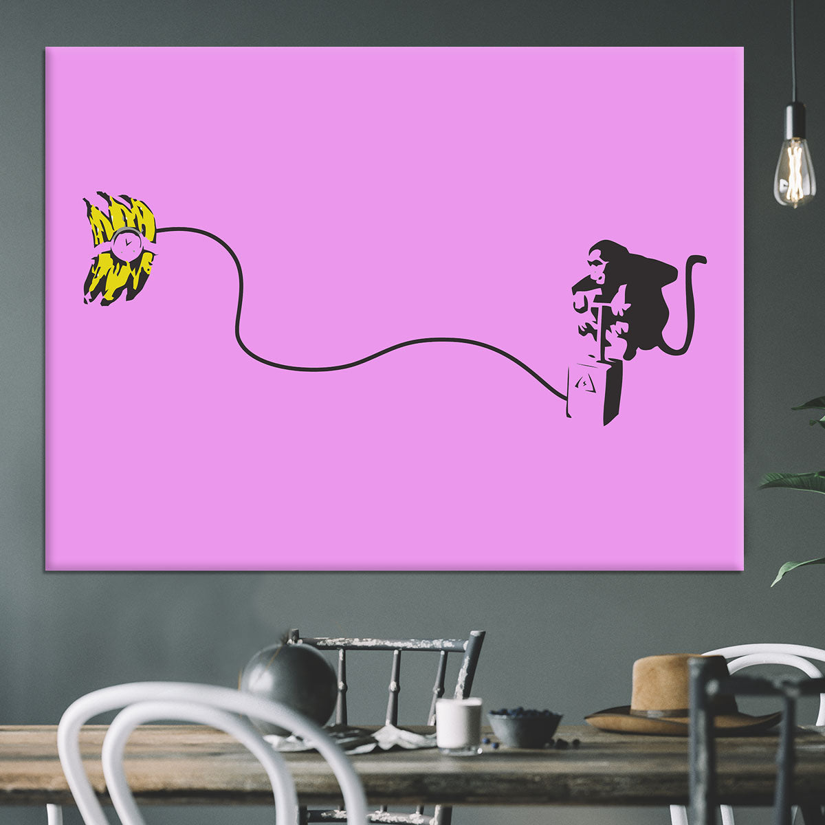 Banksy Monkey Banana Bomb Purple Canvas Print or Poster - Canvas Art Rocks - 3