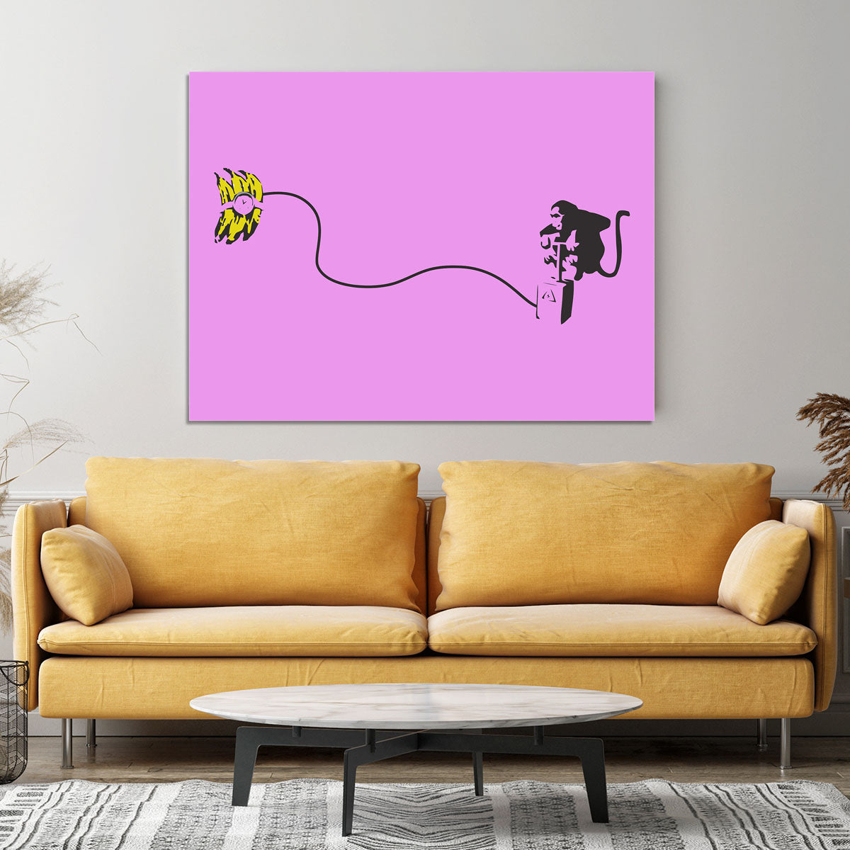 Banksy Monkey Banana Bomb Purple Canvas Print or Poster - Canvas Art Rocks - 4