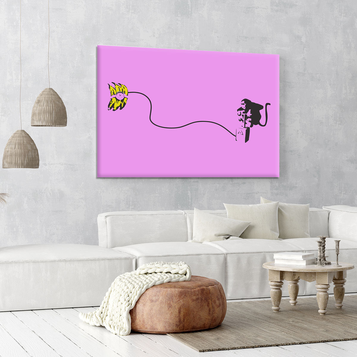 Banksy Monkey Banana Bomb Purple Canvas Print or Poster - Canvas Art Rocks - 6