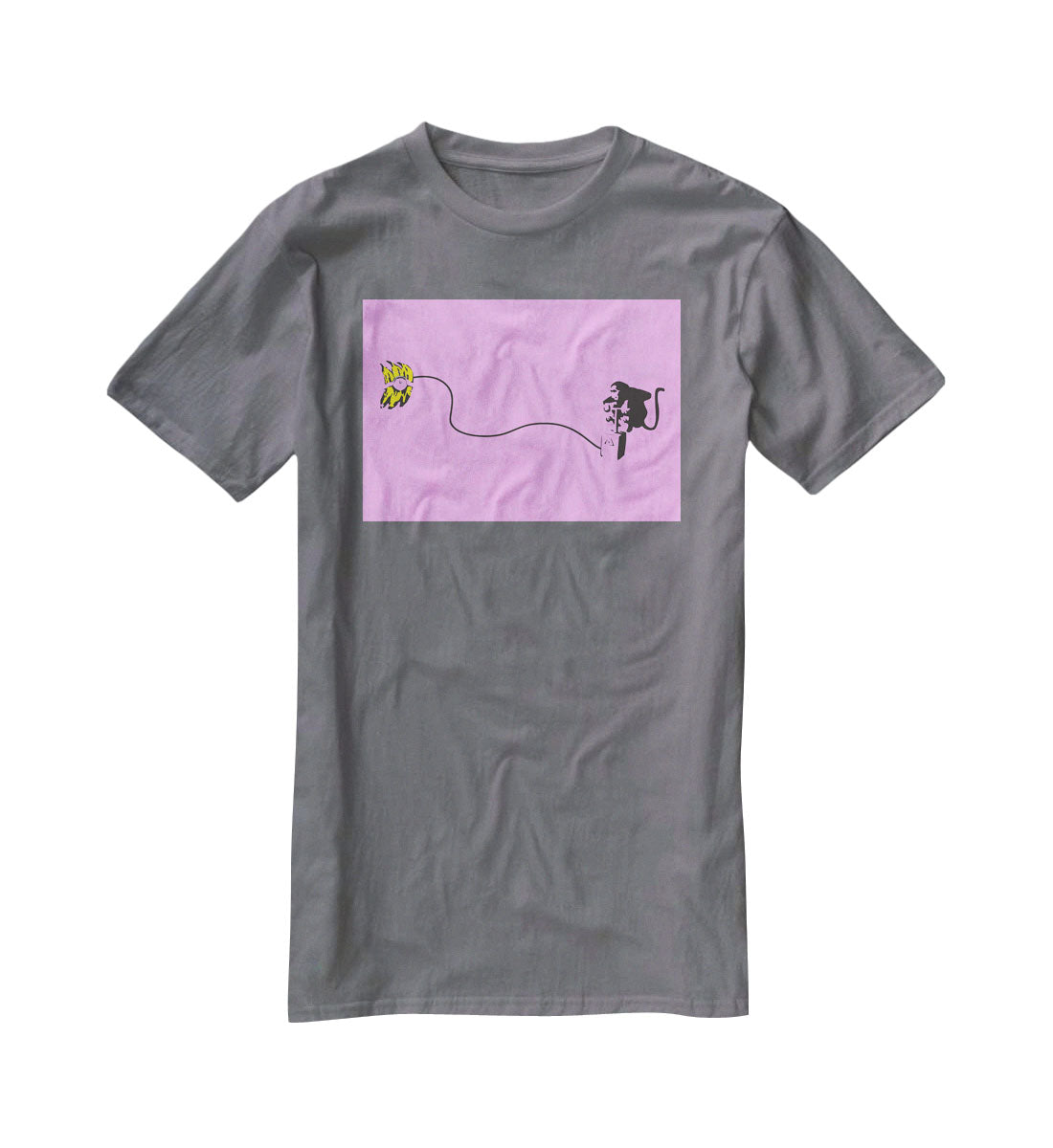 Banksy Monkey Banana Bomb Purple T-Shirt - Canvas Art Rocks - 3