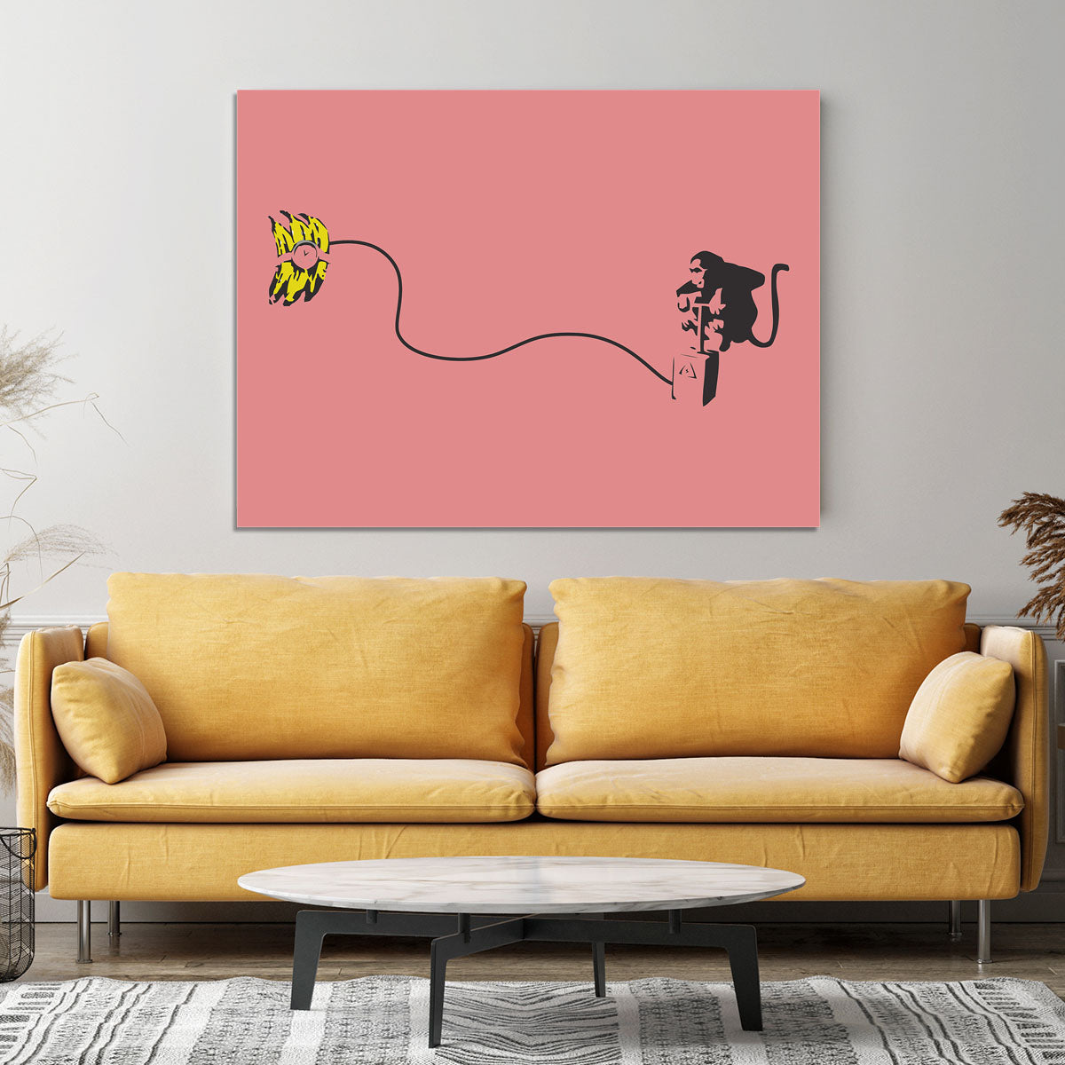 Banksy Monkey Banana Bomb Red Canvas Print or Poster - Canvas Art Rocks - 4