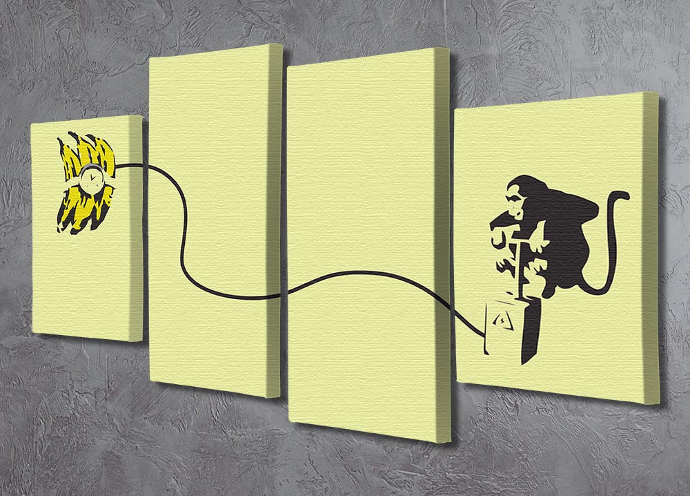 Banksy Monkey Banana Bomb Yellow 4 Split Panel Canvas - Canvas Art Rocks - 2