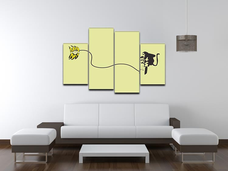 Banksy Monkey Banana Bomb Yellow 4 Split Panel Canvas - Canvas Art Rocks - 3