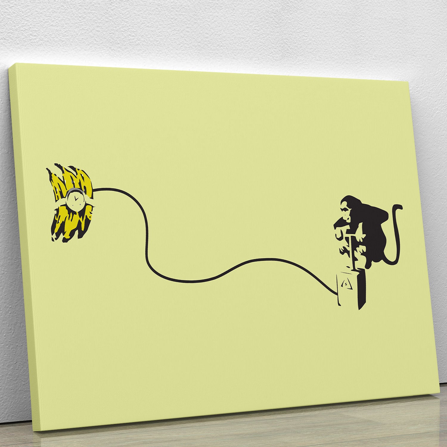 Banksy Monkey Banana Bomb Yellow Canvas Print or Poster - Canvas Art Rocks - 1