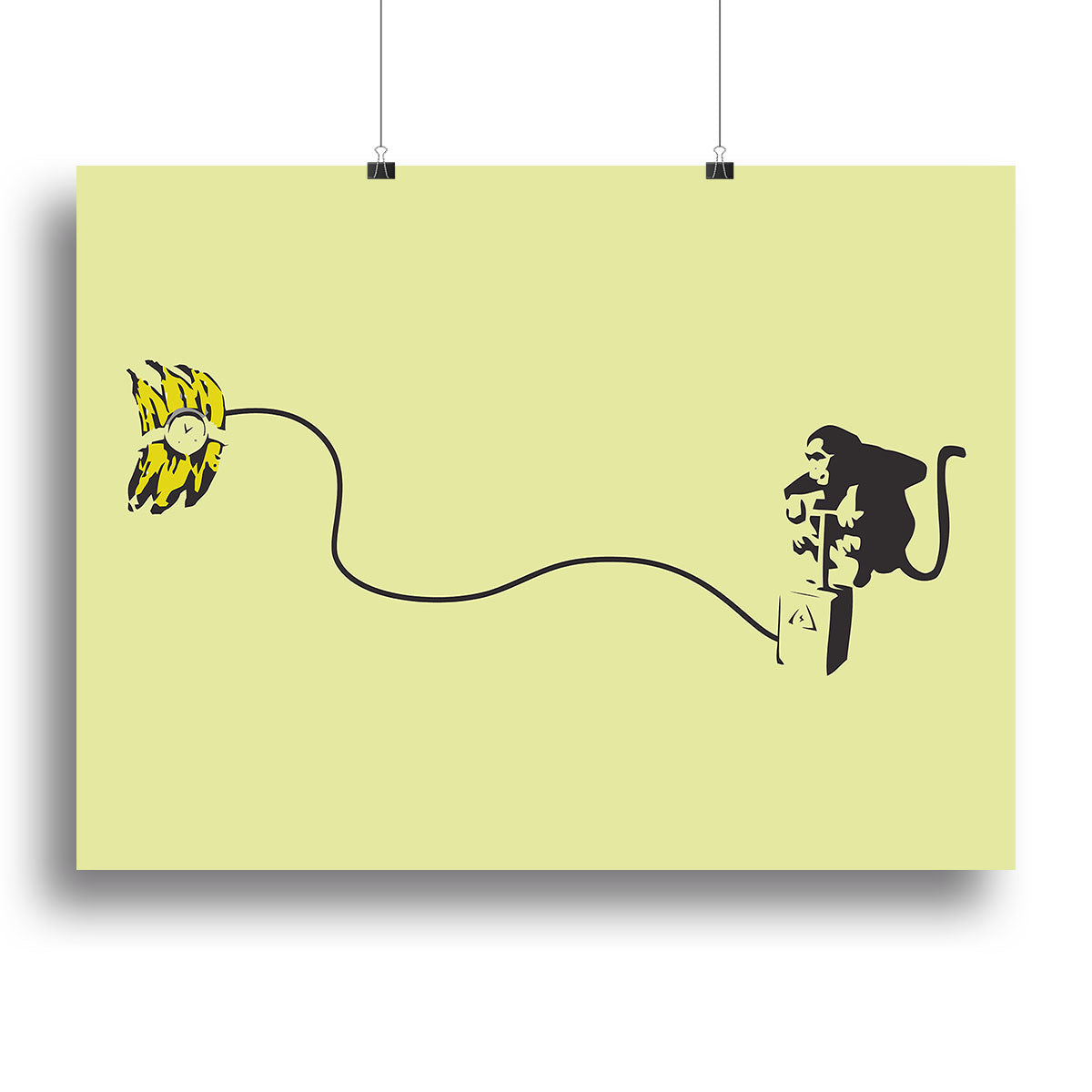 Banksy Monkey Banana Bomb Yellow Canvas Print or Poster - Canvas Art Rocks - 2