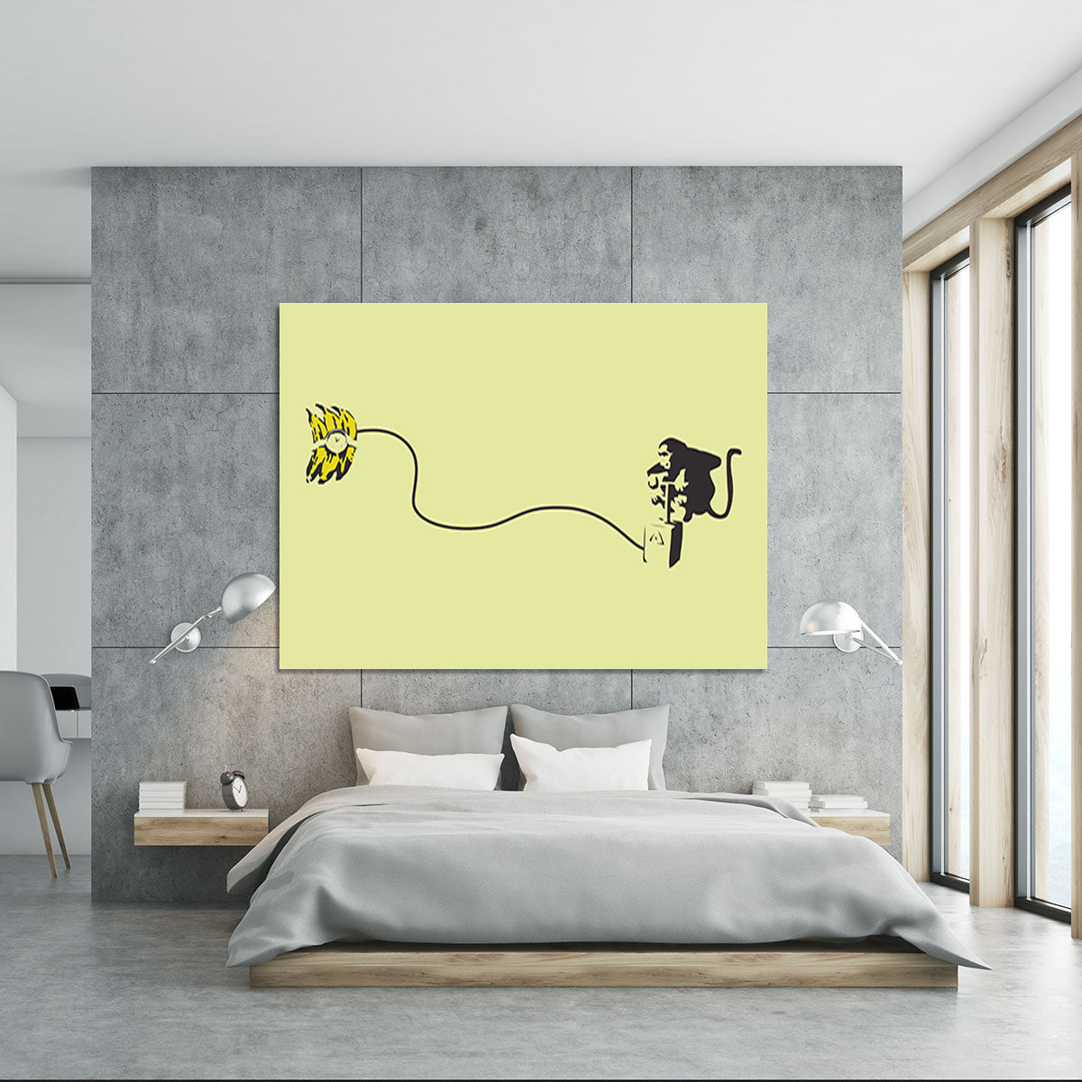 Banksy Monkey Banana Bomb Yellow Canvas Print or Poster - Canvas Art Rocks - 5