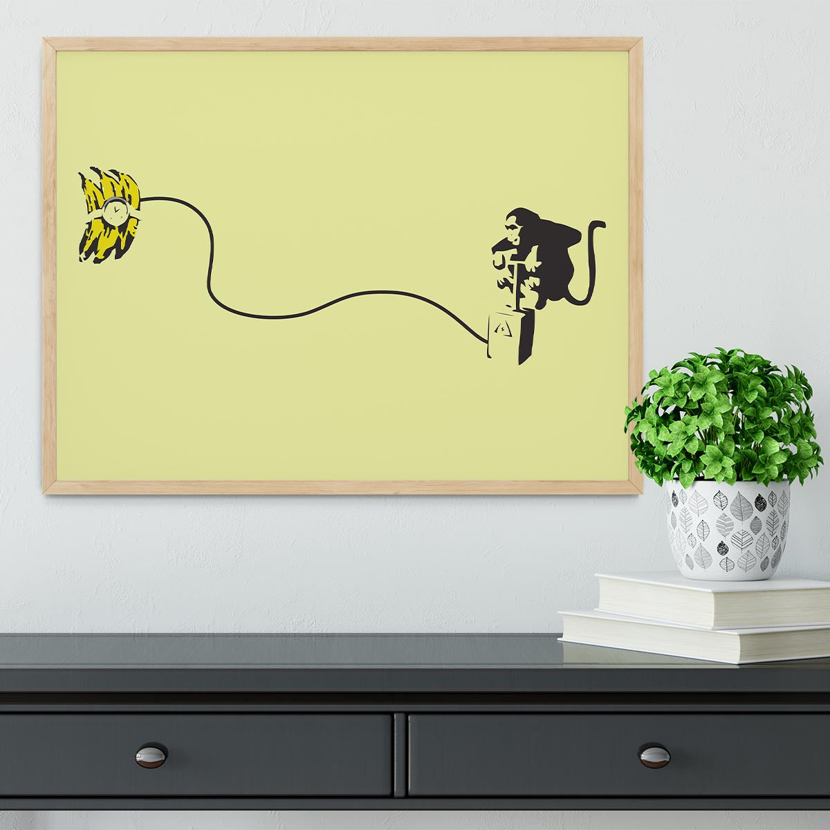 Banksy Monkey Banana Bomb Yellow Framed Print - Canvas Art Rocks - 4