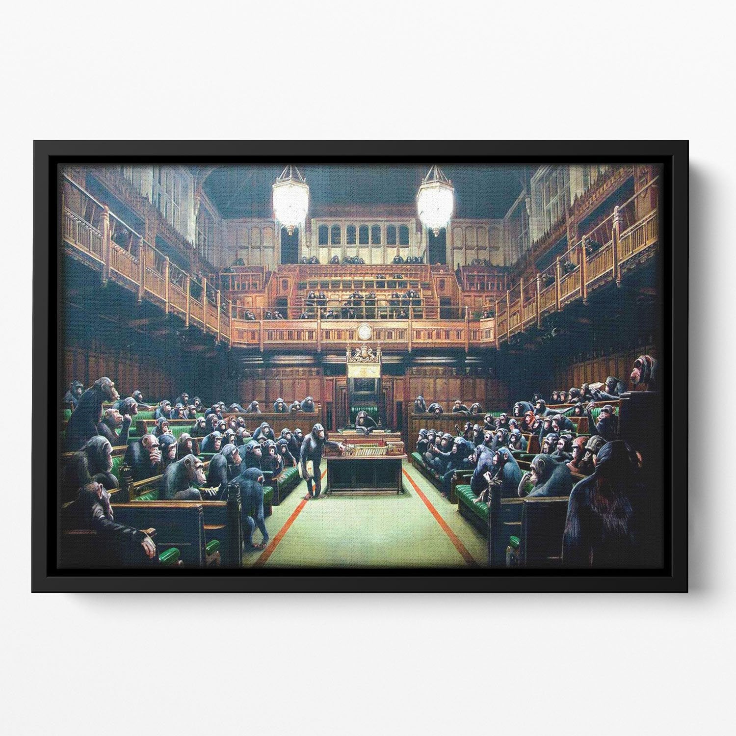 Banksy Monkey Parliament Floating Framed Canvas