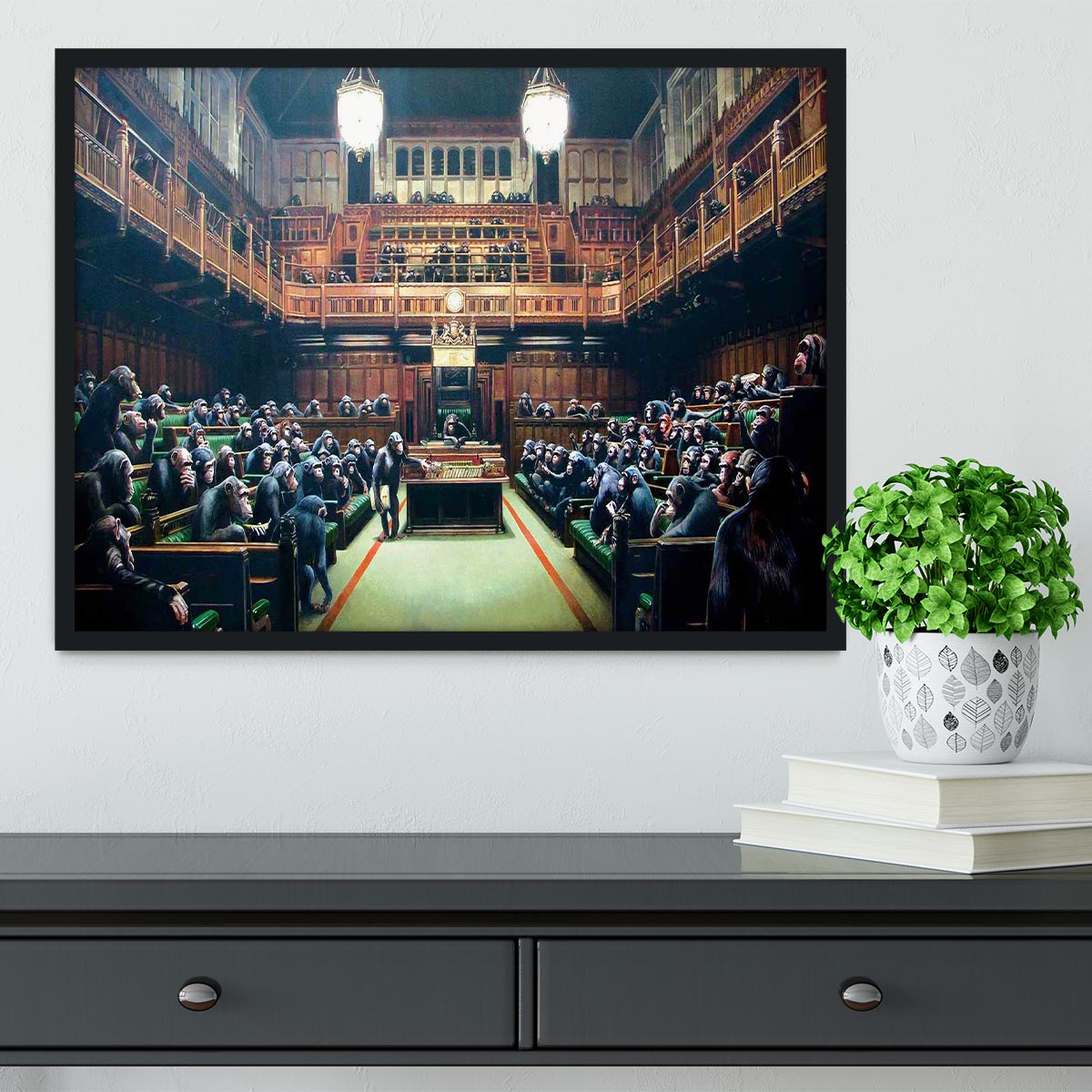 Banksy Monkey Parliament Framed Print - Canvas Art Rocks - 2