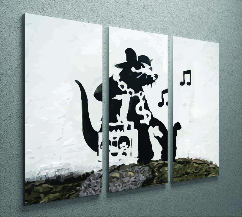 Banksy Music Rat 3 Split Panel Canvas Print - Canvas Art Rocks - 2