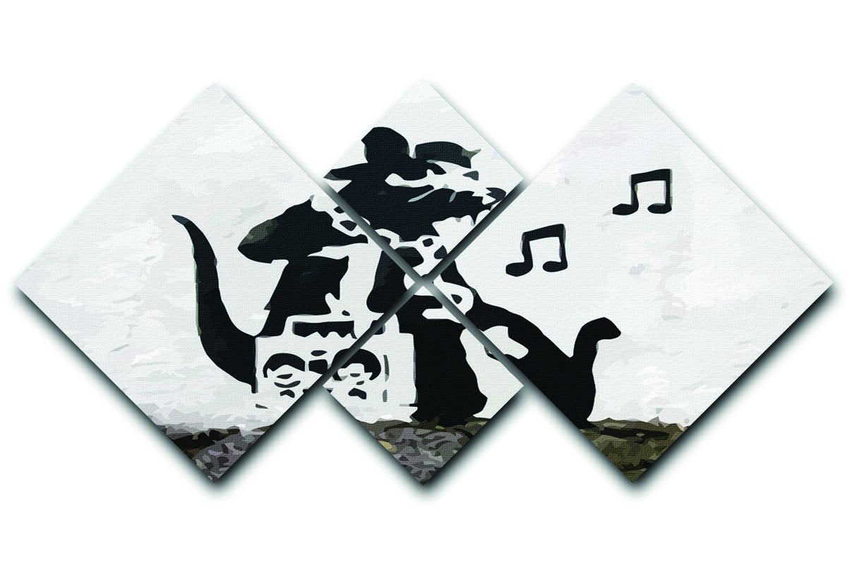 Banksy Music Rat 4 Square Multi Panel Canvas  - Canvas Art Rocks - 1