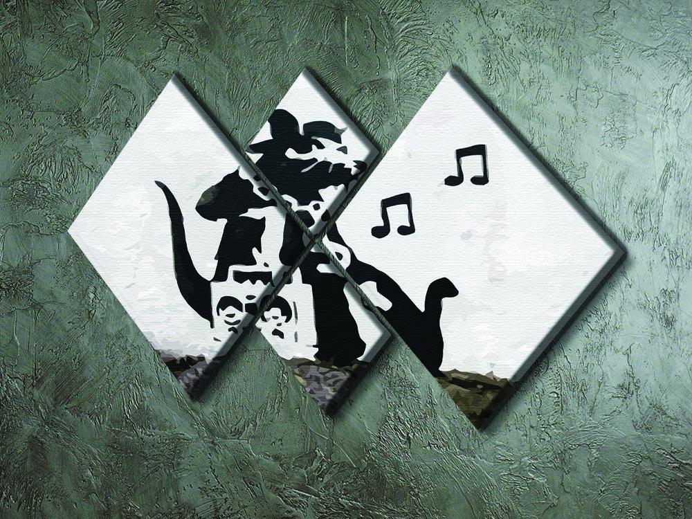 Banksy Music Rat 4 Square Multi Panel Canvas - Canvas Art Rocks - 2