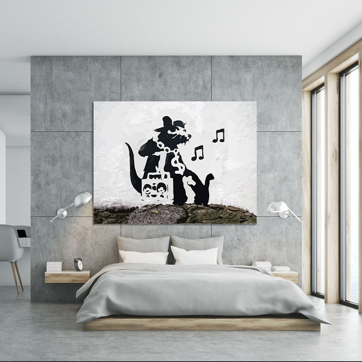Banksy Music Rat Canvas Print or Poster