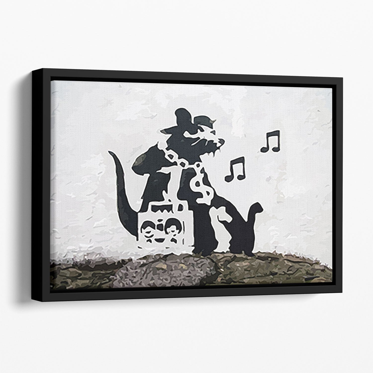 Banksy Music Rat Floating Framed Canvas