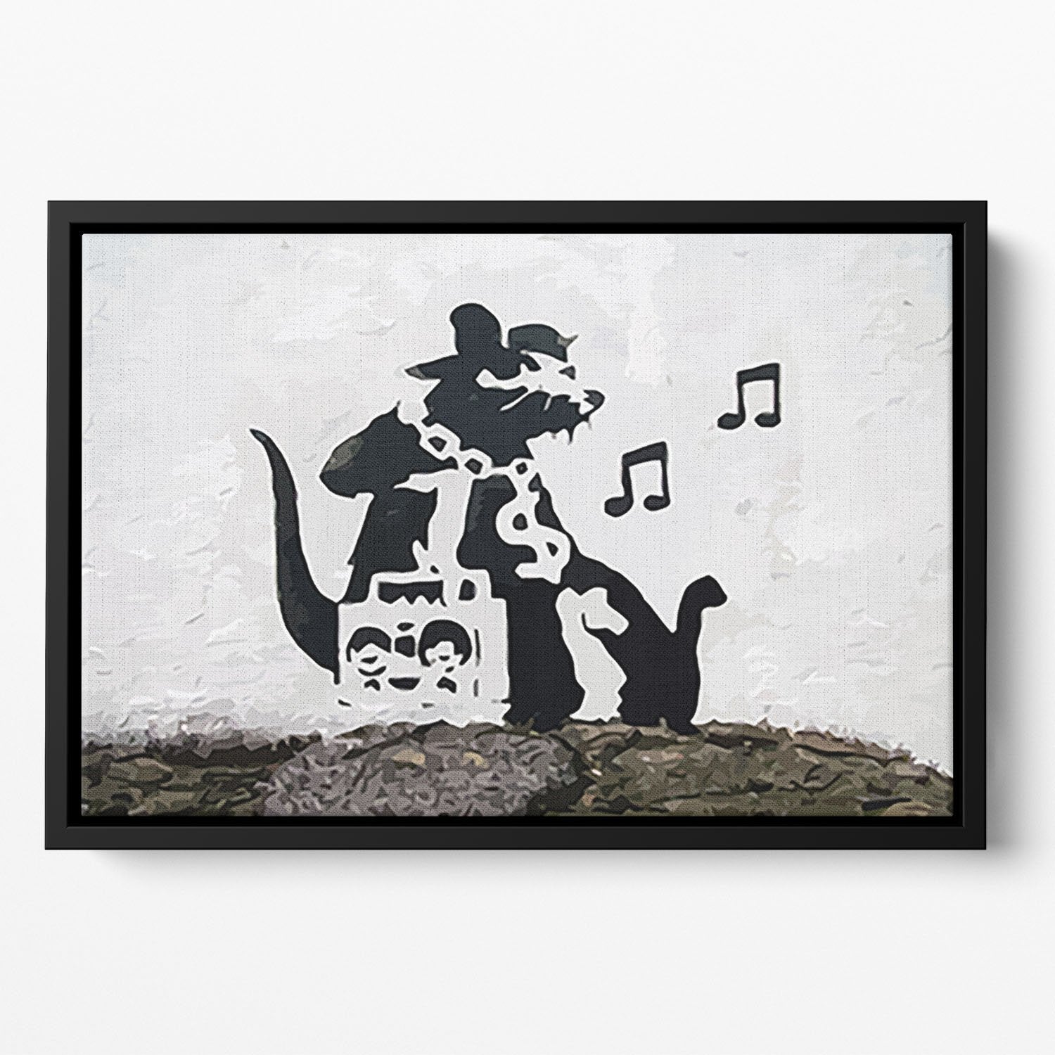 Banksy Music Rat Floating Framed Canvas