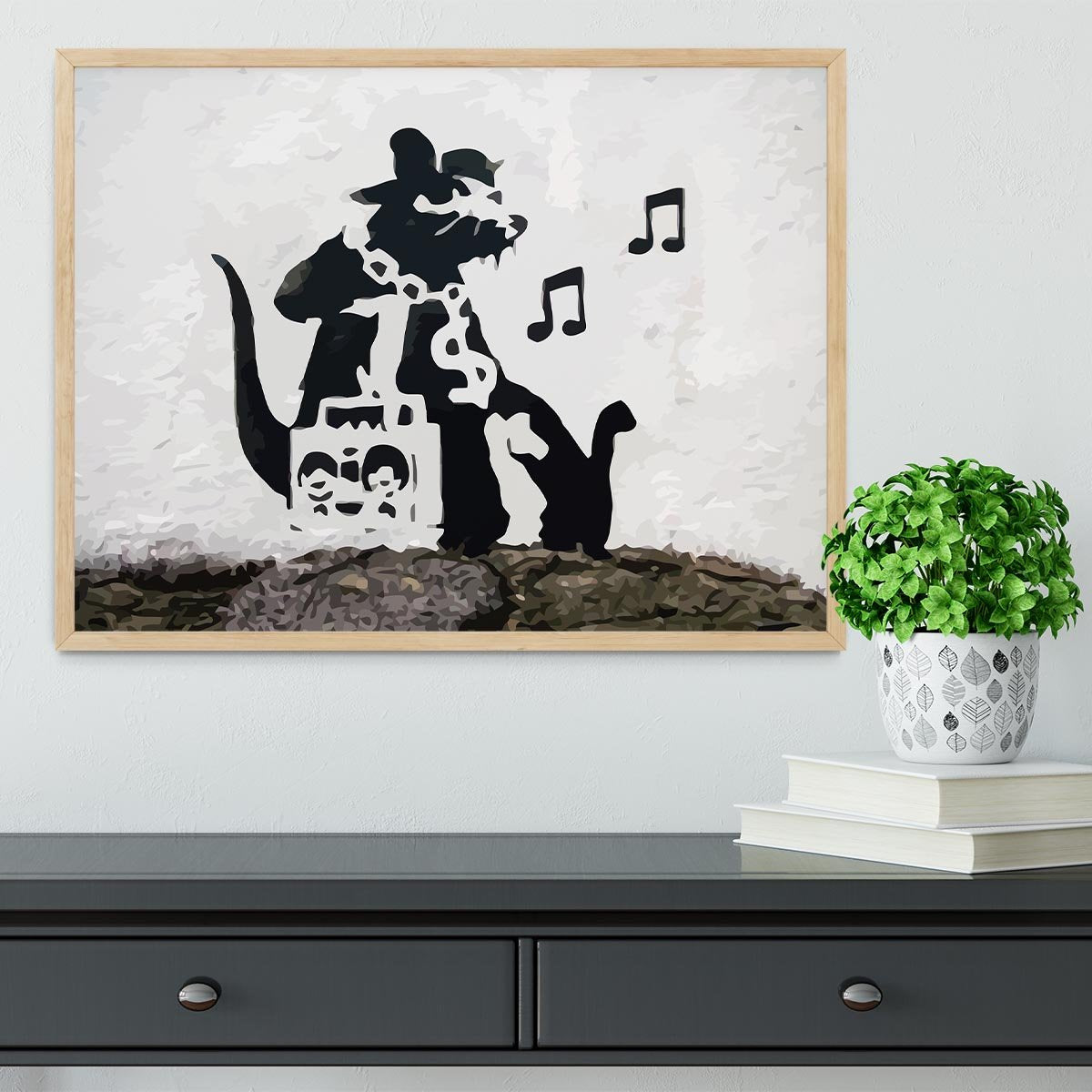 Banksy Music Rat Framed Print - Canvas Art Rocks - 4