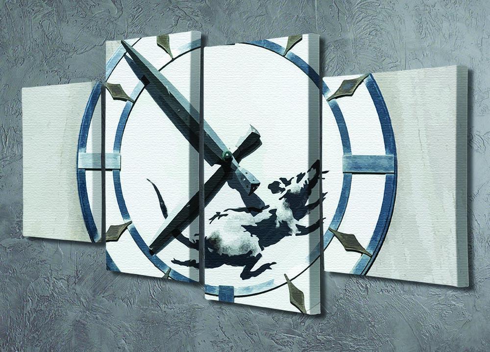 Banksy New York Clock Rat 4 Split Panel Canvas - Canvas Art Rocks - 2